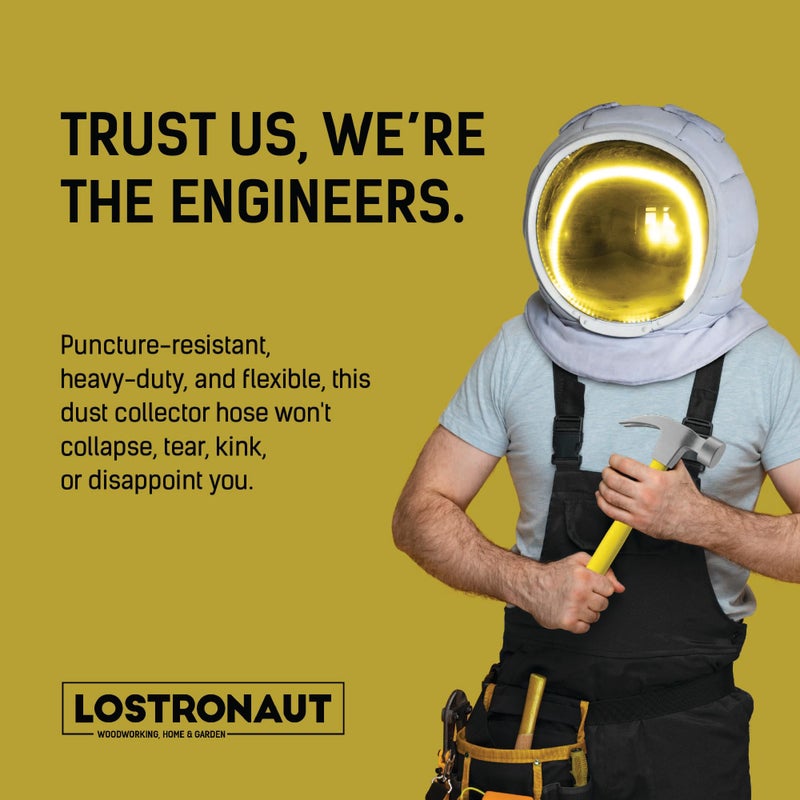 LOSTRONAUT 2.5 Inch x 5 Feet Dust Collection Hose - Flexible Clear PVC Contractor Grade Puncture Resistant Dust Debris Fume Hoses - Coated Wire Helix Reinforced - Includes Clamps - Image 2